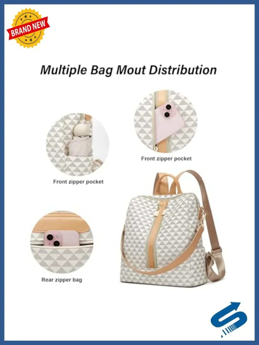 PU Leather Travel Satchel Handbag Convertible Backpack Purse 2 Piece